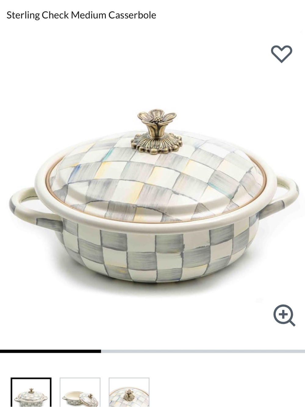 MacKenzie-Childs Sterling Check Medium Covered Casserole